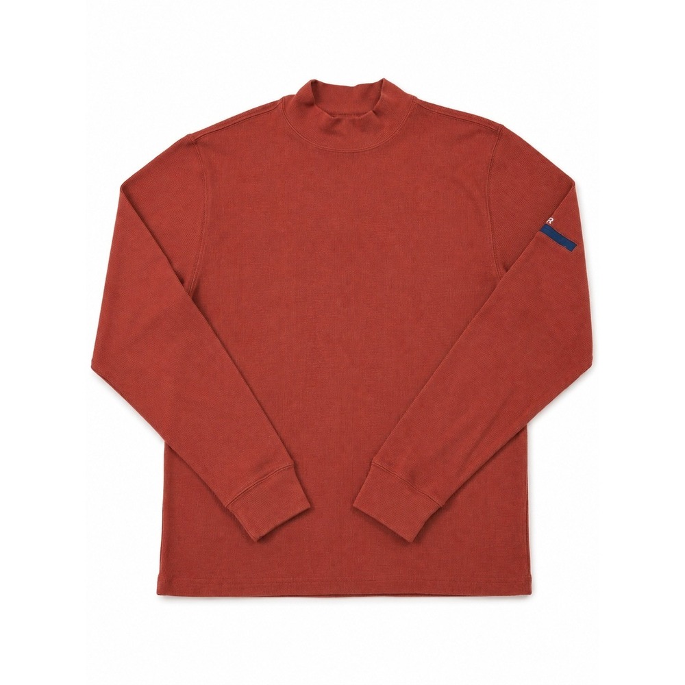 Jeep Mens Mock Neck Long Sleeve Shirt Brick Red Ribbed Cotton XL NWT